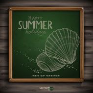 Hand-drawn happy summer with shells vector image