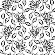 Vector Seamless Monochrome Floral Pattern N238