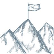 Top of the mountain with flag