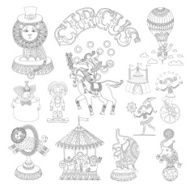 black and white line art drawings collection of circus theme