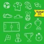 vector blue soccer icon set on white