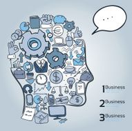doodle office business icons set vector N2