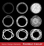 Set of White Hand Drawn Scribble Circles N2