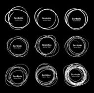 Set of 9 White Hand Drawn Scribble Circles