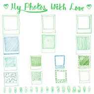 Vintage photo old style frame doodle illustration set N9