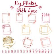 Vintage photo old style frame doodle illustration set N11