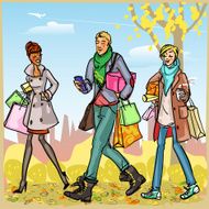 Happy people with shopping bags N2