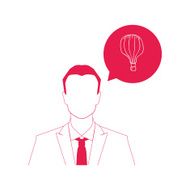 Person and colorful vintage air balloon icon