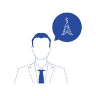 Person and colorful eiffel tower symbol