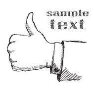 Handdrawn sketch like hand isolated on white background