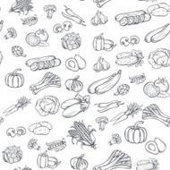 Seamless pattern with hand drawn vegetables