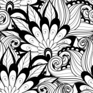 Vector Seamless Monochrome Floral Pattern N240