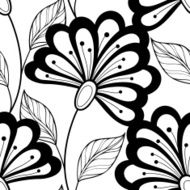 Vector Seamless Monochrome Floral Pattern N241