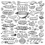 Grill-barbecue Set hand drawn doodle elements N2