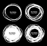 Set of White Hand Drawn in Pencil Scribble Circles