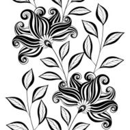 Vector Seamless Monochrome Floral Pattern N242