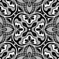 Vector Seamless Vintage Black and White Lace Pattern N67
