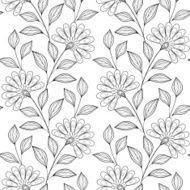 Vector Seamless Monochrome Floral Pattern N243