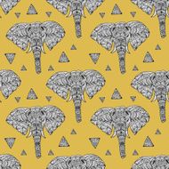 delicate geometric style elephant seamless background N4