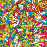 Abstract hand-drawn wave floral pattern N72