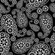 Oriental paisley seamless pattern with gears