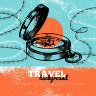 Travel vintage background Sea nautical design Hand drawn textu N2