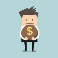 Businessman holding a money bag with dollar sign