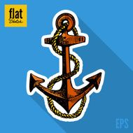 Sketch style hand drawn anchorflat icon