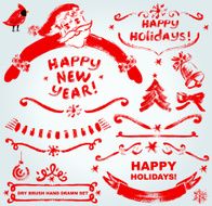 Christmas Set Drawn with a Dry Brush