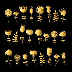 Golden flowers set for your design