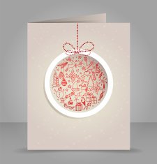 Gift card with Xmas doodle ball