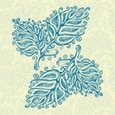 Doodle ink leaf pattern N2