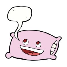 cartoon pillow with speech bubble