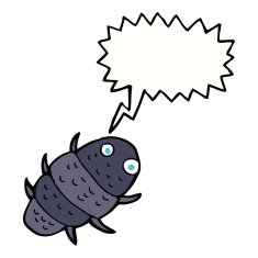 cartoon bug with speech bubble N46