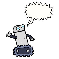 cartoon robot with speech bubble N239