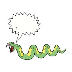 cartoon poisonous snake with speech bubble N11