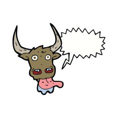 cartoon cow face with speech bubble N11