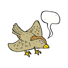 cartoon garden bird with speech bubble N47