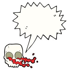 cartoon gross skull with speech bubble N8