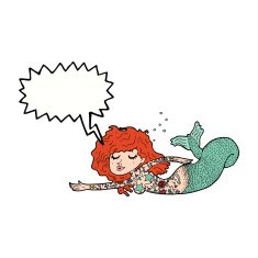cartoon mermaid with tattoos speech bubble N11