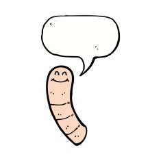 cartoon worm with speech bubble N15