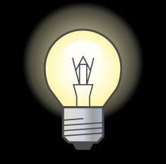 Bulb Icon on black background Collection Square