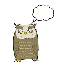 cartoon owl with thought bubble N89