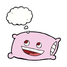 cartoon pillow with thought bubble