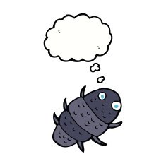 cartoon bug with thought bubble N40