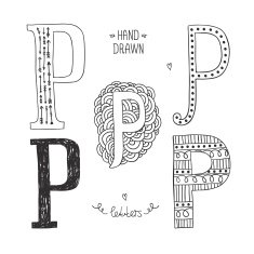 Vector hand drawn alphabet N26