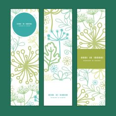 Vector mysterious green garden vertical banners set pattern background