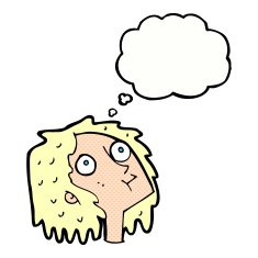 cartoon staring woman with thought bubble N48