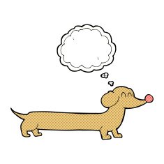 cartoon dachshund with thought bubble N18