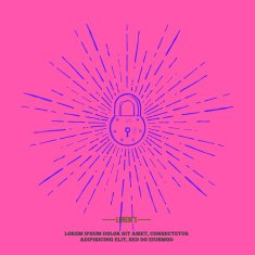 t-shirt graphic padlock with rays illustration